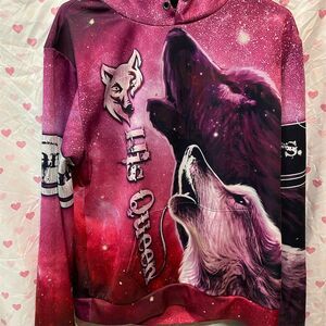 Personalized Witch Women's Wolf Cosmic Graphic Hoodie Multicolor‎ Size M